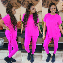 Load image into Gallery viewer, 24/7 Chill Set (2pcs Short Sleeve Leggings Set)- Multiple Colors Available