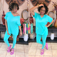 Load image into Gallery viewer, 24/7 Chill Set (2pcs Short Sleeve Leggings Set)- Multiple Colors Available