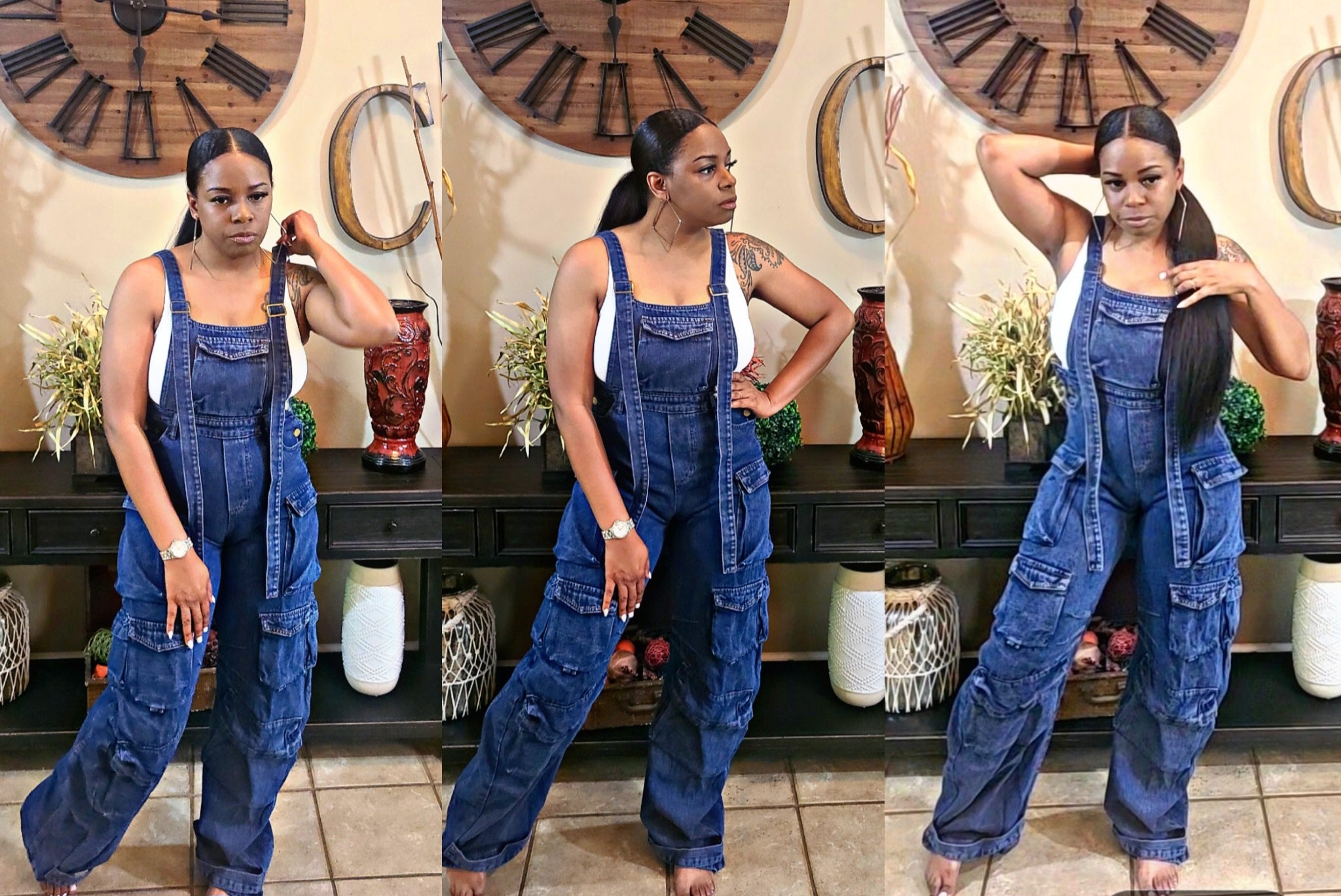 High Maintenance Denim Cargo Overalls