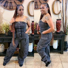 Load image into Gallery viewer, Ashes to Ashes Denim Oversized Cargo Jumpsuit