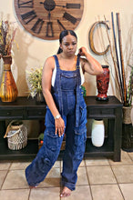 Load image into Gallery viewer, High Maintenance Denim Cargo Overalls