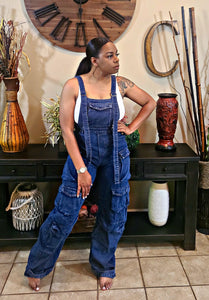 High Maintenance Denim Cargo Overalls