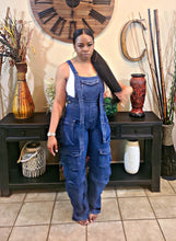Load image into Gallery viewer, High Maintenance Denim Cargo Overalls