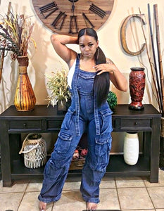 High Maintenance Denim Cargo Overalls