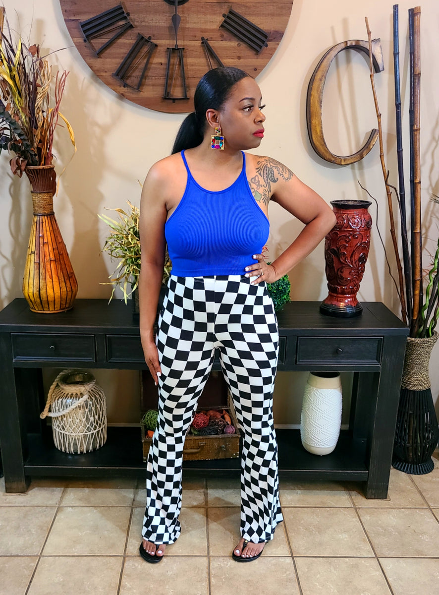 CheckMate Checkered Flare Pants – ThePinkBoutique