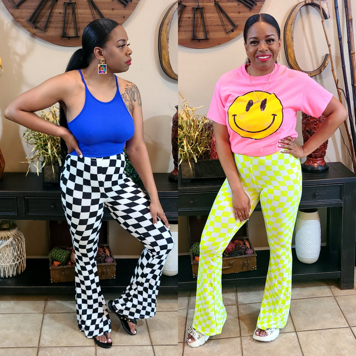 CheckMate Checkered Flare Pants – ThePinkBoutique