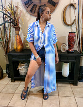 Load image into Gallery viewer, Pretty As Charged S/S Striped Maxi Dress Shirt - Reg and Plus Size