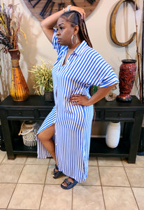 Pretty As Charged S/S Striped Maxi Dress Shirt - Reg and Plus Size