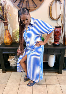Pretty As Charged S/S Striped Maxi Dress Shirt - Reg and Plus Size