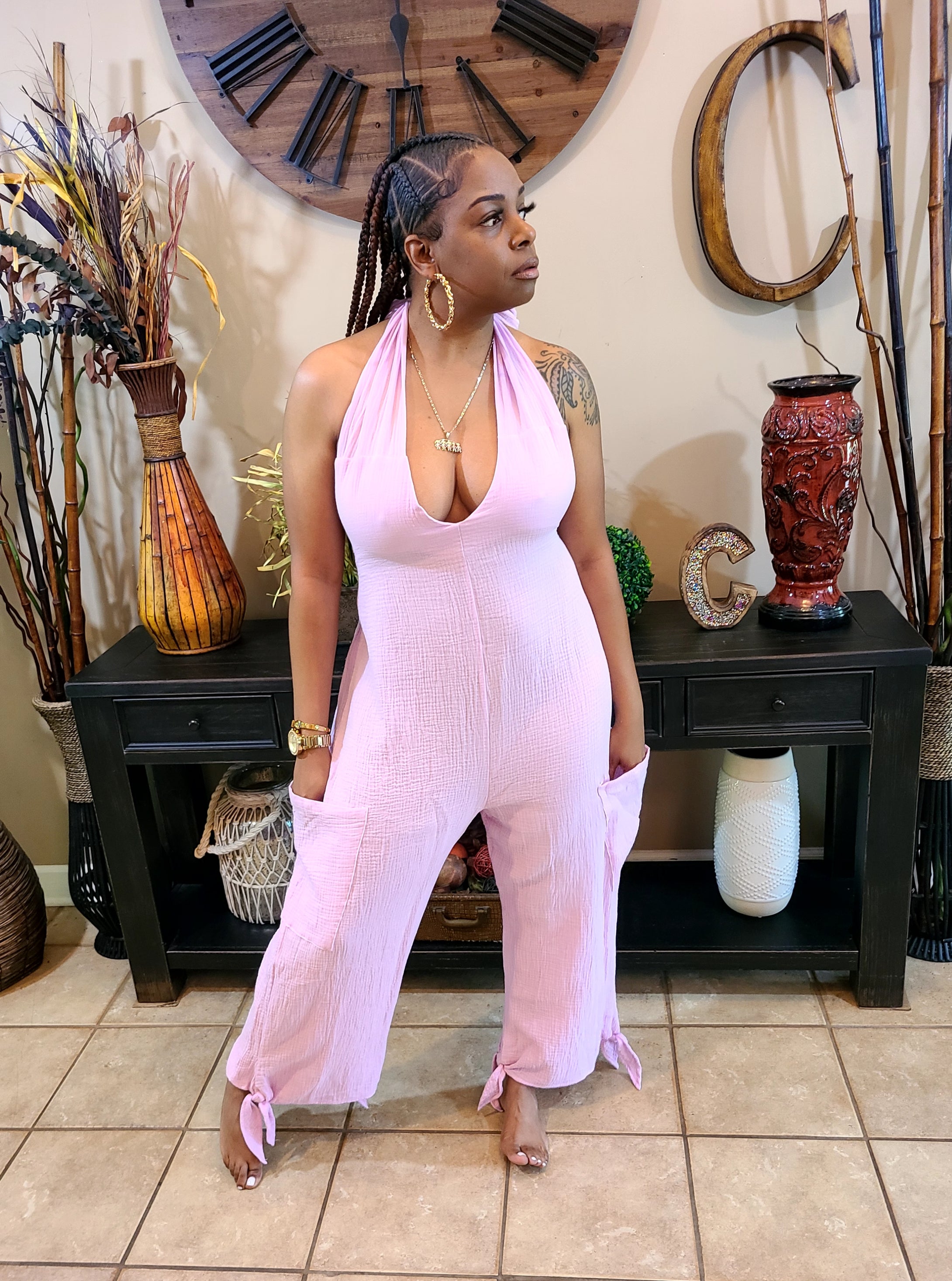 Paradise Double Gauze Halter Jumpsuit