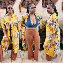 Load image into Gallery viewer, Golden Hour Mustard Floral Kimono
