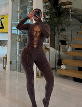 Load image into Gallery viewer, 'Be Mine' Laced Front Open Back Mineral Washed Jumpsuit