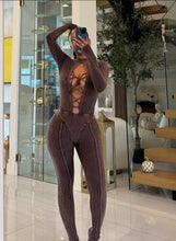 Load image into Gallery viewer, 'Be Mine' Laced Front Open Back Mineral Washed Jumpsuit