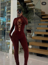 Load image into Gallery viewer, 'Be Mine' Laced Front Open Back Mineral Washed Jumpsuit