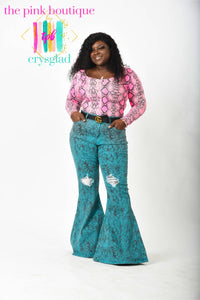 Ssssequins and Ssssnakes Flare Jeans - Curves