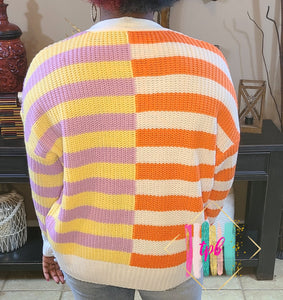 Mix-Matched Perfectly Striped Cardigan