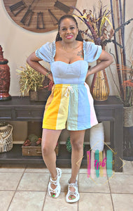THE SWEETEST PASTEL STRIPED SHORTS - Plus Size