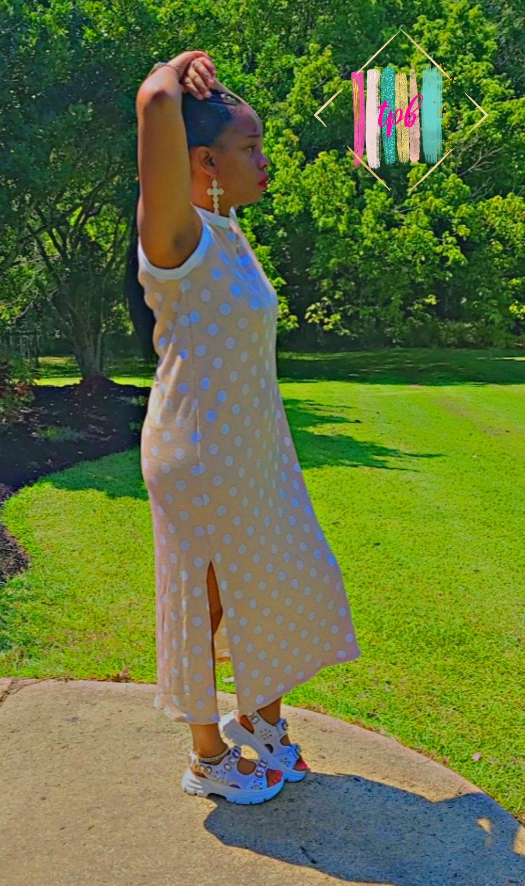 1 Cream, 2 Sugars (Coffee) Polka Dot Midi Dress