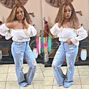 Own It Distressed High Waist Mom Jeans