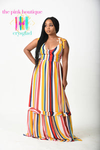 100 Summers Striped Maxi Dress
